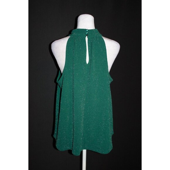 Maurices Womens Halter Shirt Size L Green Metallic High Neck Tank Top Sleeveless - Picture 2 of 2